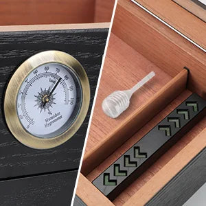 Tabletop Combination Lock Cigar Humidor w/Accessory Draw