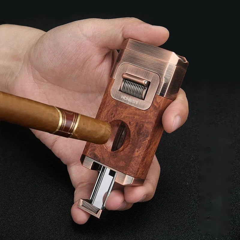 Windproof Dual Flame Torch Lighter & V Cutter