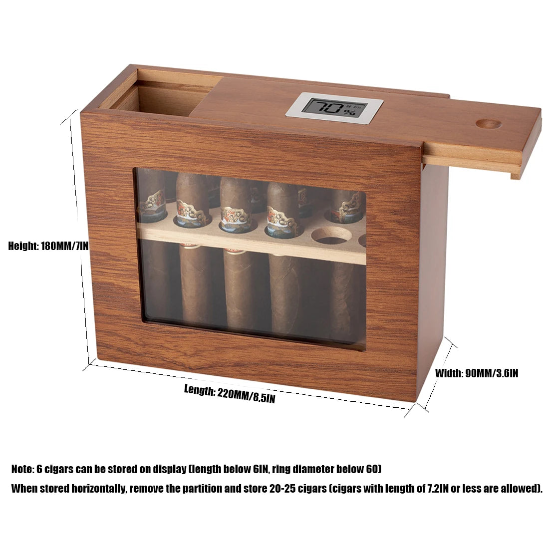 Cedar Wood Glass Window Humidor