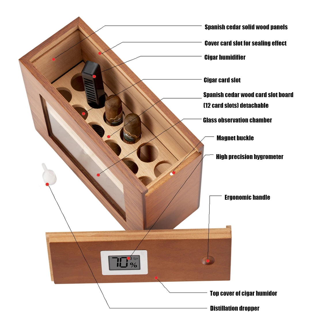 Cedar Wood Glass Window Humidor