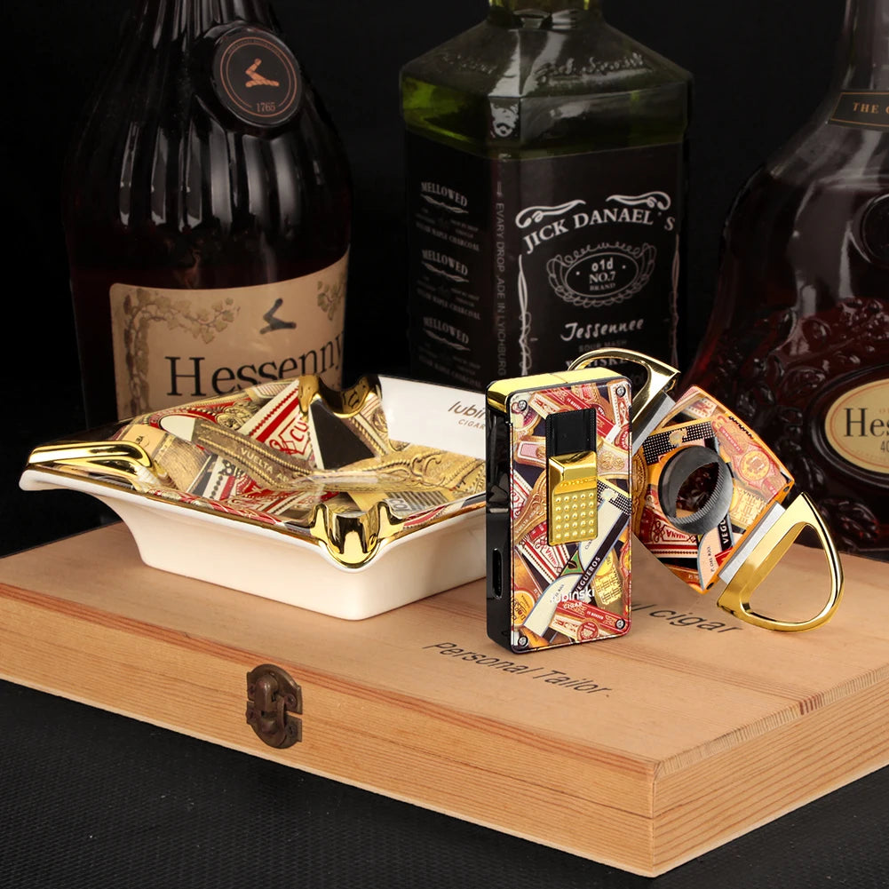 LUBINSKI Cigar Ashtray and Lighter gift set