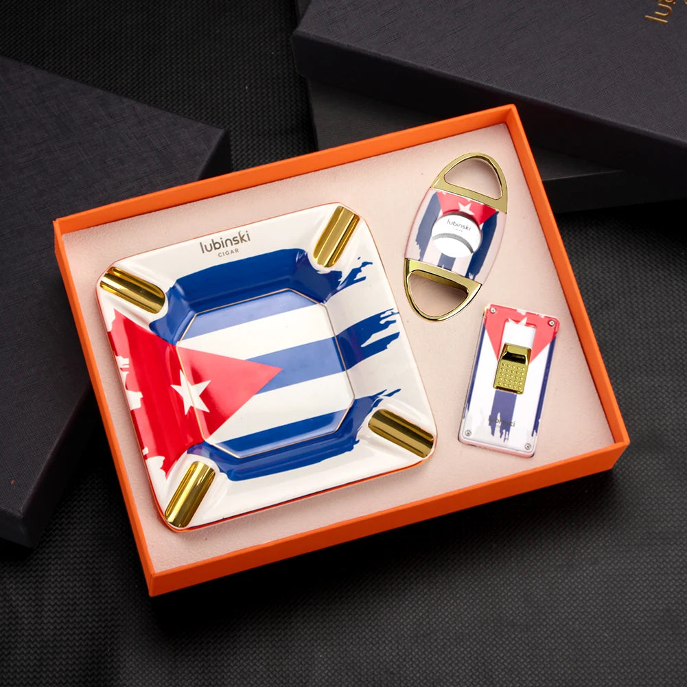 LUBINSKI Cigar Ashtray and Lighter gift set